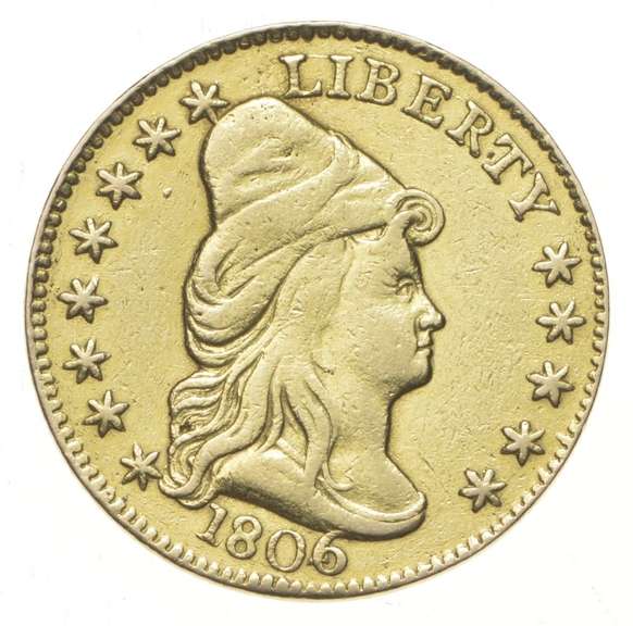 1806/4 $2.50 Liberty Cap Gold Quarter Eagle Rare BD-1 8x5 Stars JG