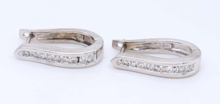 Sparkling White Gold Diamond Hoop Earrings