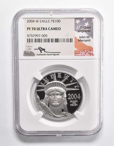 PF70 UCAM 2004-W $100 American Platinum Eagle - Signed - Graded NGC