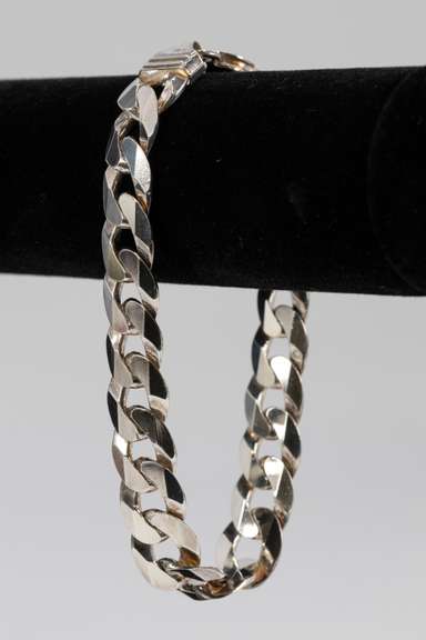 Italian Sterling Silver Curb 10 inch 13.5mm