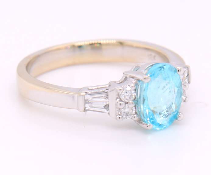 Charming White Gold Pariba Tourmaline and Diamond Ring