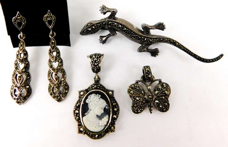 Collection of Sterling Marcasite Jewelry