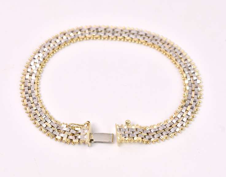 Wonderful Weave Style Fancy Link Bracelet in 14K Two-Tone Gold