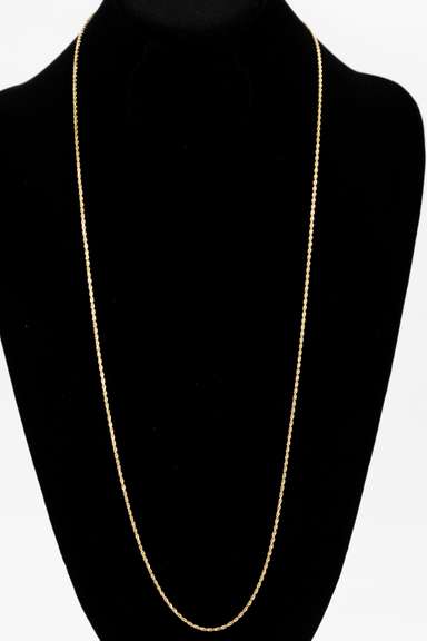 14k Yellow Gold Solid Diamond-Cut Rope Link Chain 1.5mm Necklace 30"