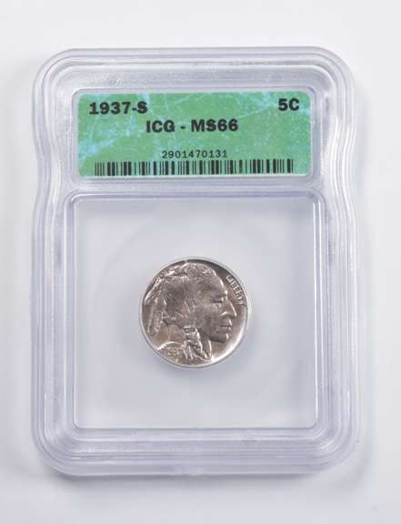MS66 1937-S Indian Head Buffalo Nickel ICG