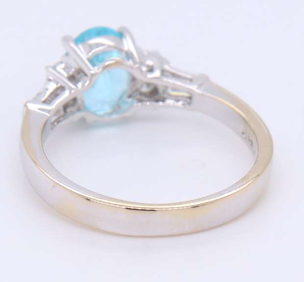 Charming White Gold Pariba Tourmaline and Diamond Ring