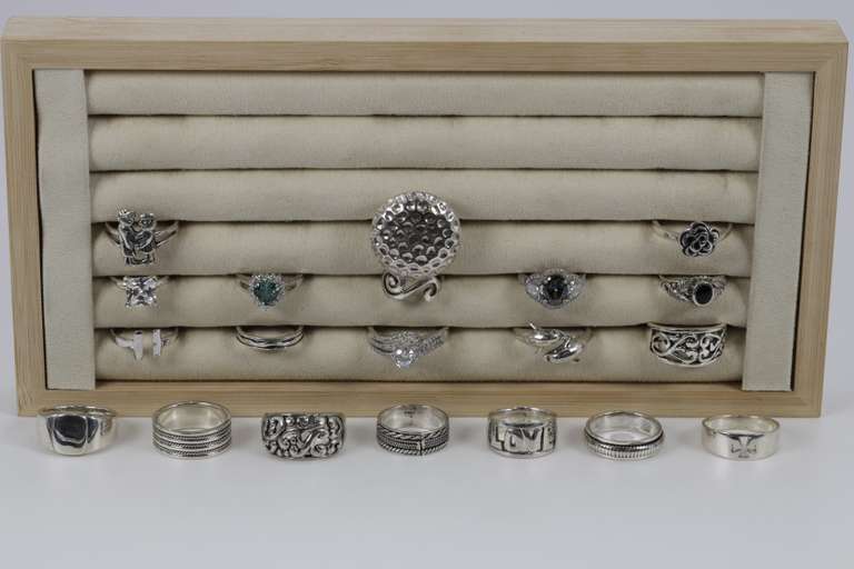 .925 Sterling Silver Curated Ring Assortment Various Sizes & Styles (20 Ring Lot)