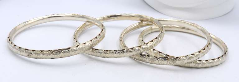 Group Lot of 4 Vintage 925 Sterling Silver Bangles