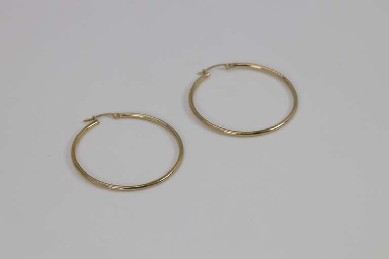 10k Yellow Gold Lever Back Hoop Earrings 45mm