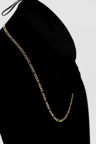 14k Yellow Gold Solid Pave Figaro Link Chain 2.6mm Necklace 16"