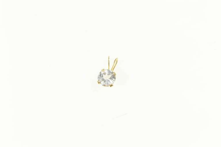 14K Yellow Gold Round Solitaire Classic Simple Cubic Zirconia Pendant