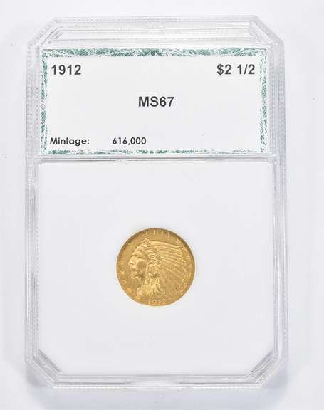 MS67 1912 $2.50 Indian Head Gold Quarter Eagle - Graded PCI