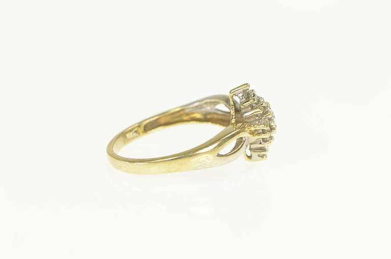10K Yellow Gold 0.25 Ctw Marquise Diamond Cluster Statement Ring