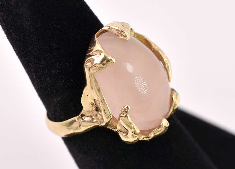 Creative Rose Quartz Ring in 14K Yellow Gold