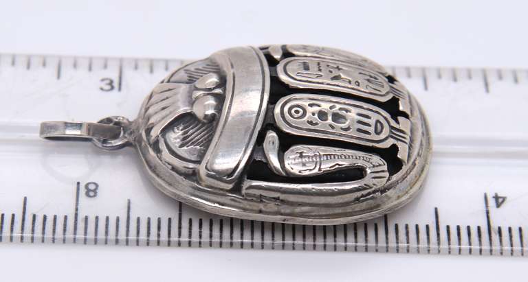 925 Sterling Silver Egyptian Scarab Amulet Pendant