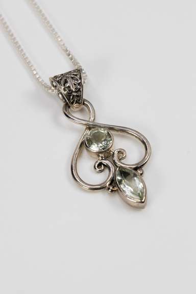 Sterling Silver Green Amethyst Pendant