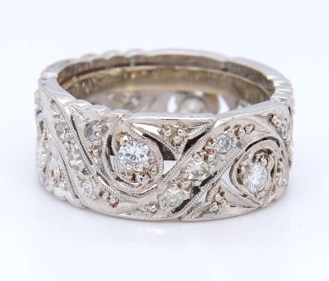 Antique Platinum Diamond Swirl Eternity Band