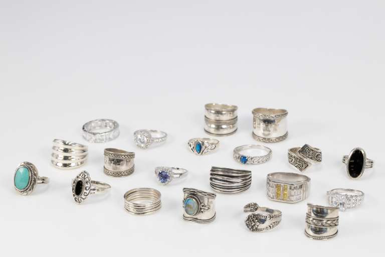 .925 Sterling Silver Curated Ring Set Lot of 20 Rings