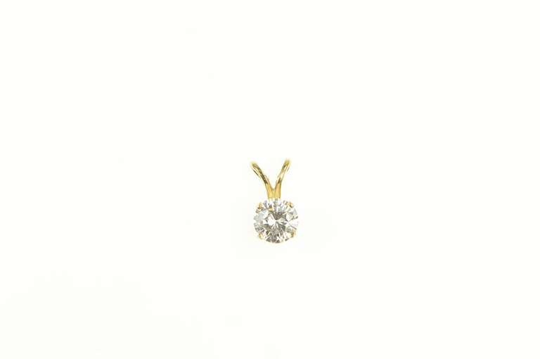 14K Yellow Gold 0.46 Ct Diamond Solitaire Classic Statement Pendant