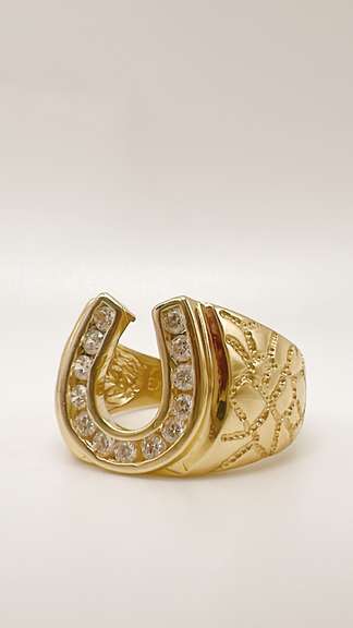 Men's 14kt Solid Yellow Gold & CZ Ring