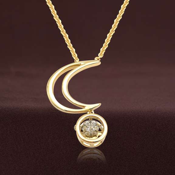 Gold and diamond dancing stone Pendant