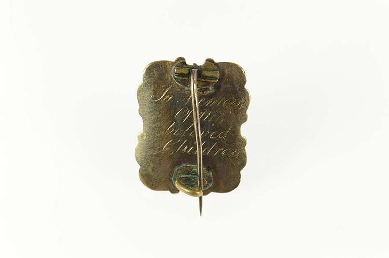 Gold Filled Victorian Ornate Black Enamel Mourning Pin/Brooch