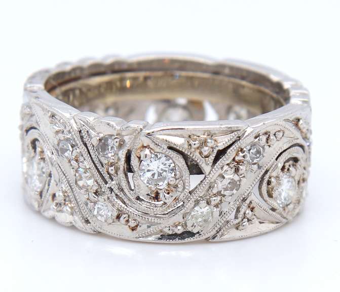 Antique Platinum Diamond Swirl Eternity Band