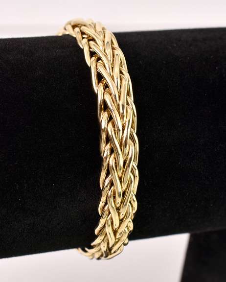 Brilliant Woven Style Bracelet in 14K Yellow Gold
