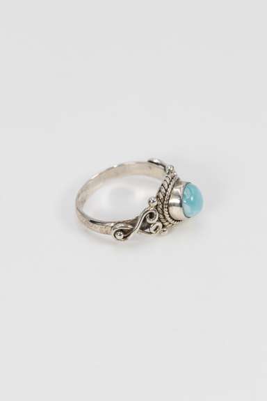 .925 Sterling Silver Larimar Gemstone Ring Size 9