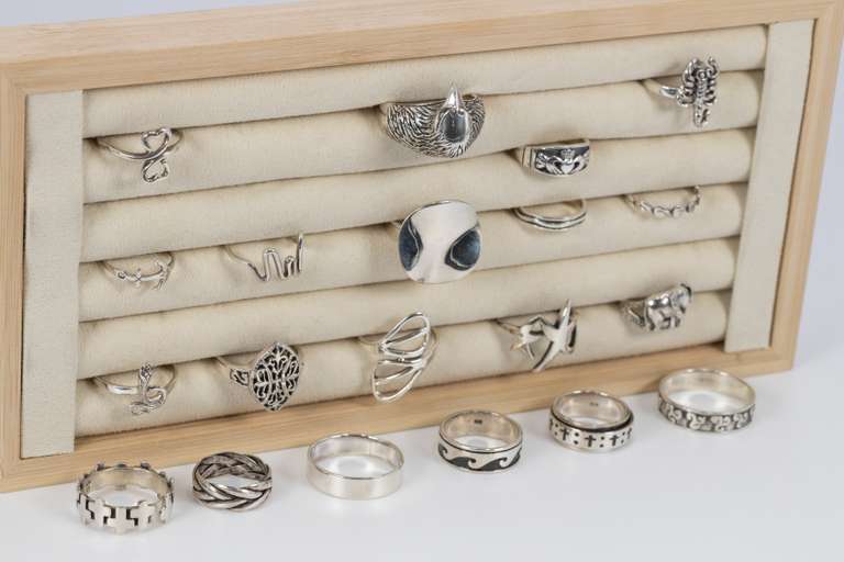 .925 Sterling Silver Curated 20 Ring Lot Various Sizes & Styles