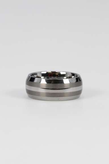 Men's Tungsten Carbide Two Tone Thin Stripe Wedding Band Comfort Fit Ring Size 6