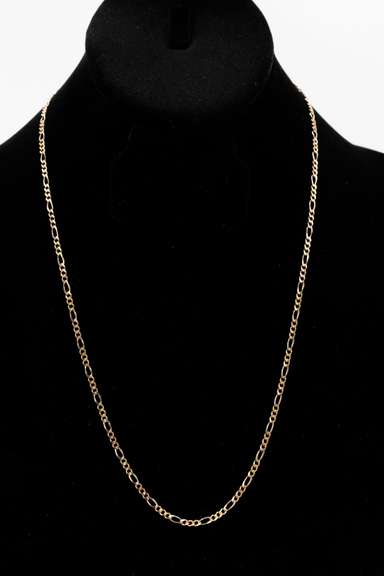 14k Gold Rose White Yellow Tri Color Solid Pave Figaro Link Chain 1.9mm Necklace 24"