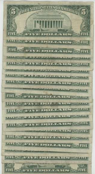 20 Nice Series of 1953 & 1963 $5 Red Seal Notes