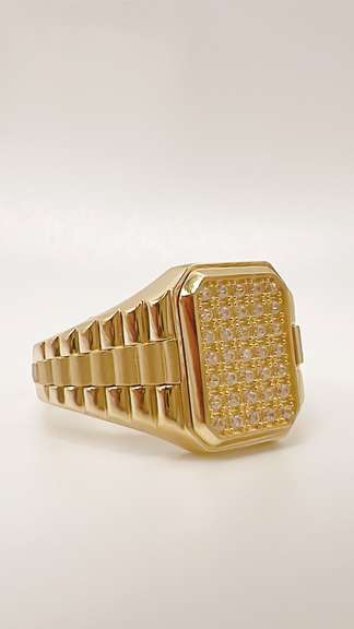 Men's 14kt Solid Yellow Gold & CZ Ring