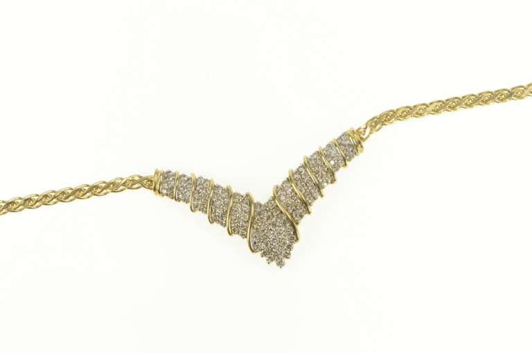10K Yellow Gold 2.50 Ctw Chevron Diamond Cluster Statement Necklace