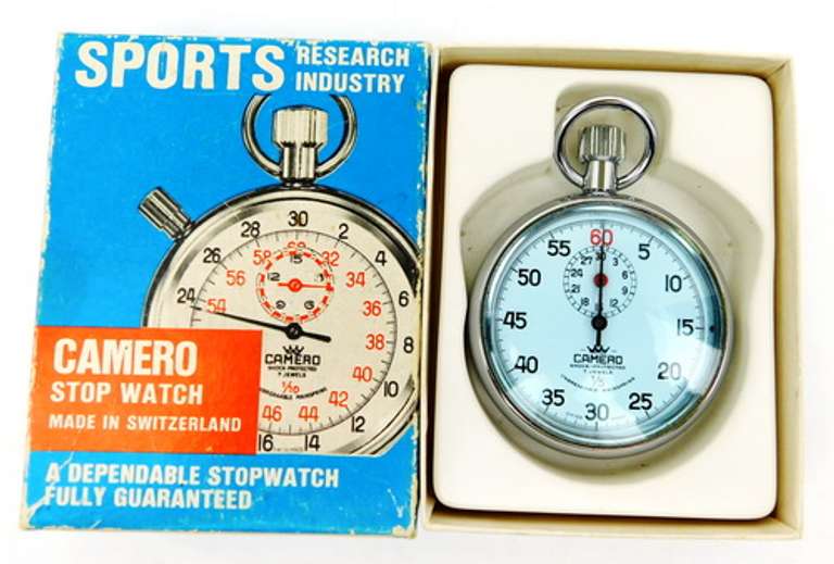 Vintage Swiss Camero Stop Watch w/Box, Works