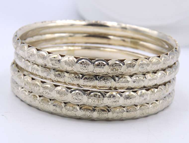 Group Lot of 4 Vintage 925 Sterling Silver Bangles
