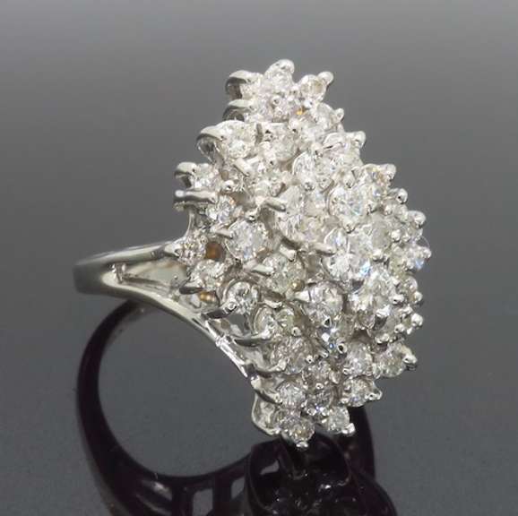 Diamond Waterfall Cluster Ring in 14k