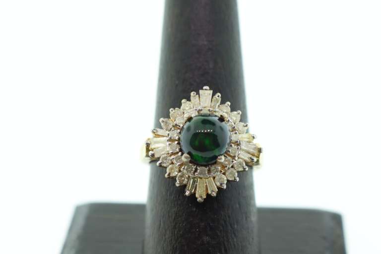 Regal Diamond Studded Opal Ring with Gold Plated Silver