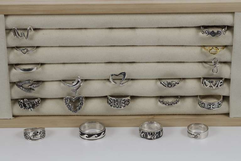 Sterling Silver Curated Ring Assortment Various Sizes & Styles (20 Ring Lot)