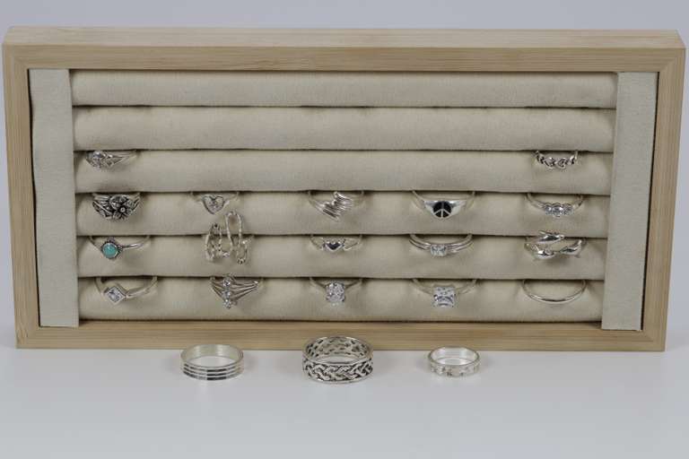 .925 Sterling Silver Curated Lot of 20 Rings Various Sizes & Styles