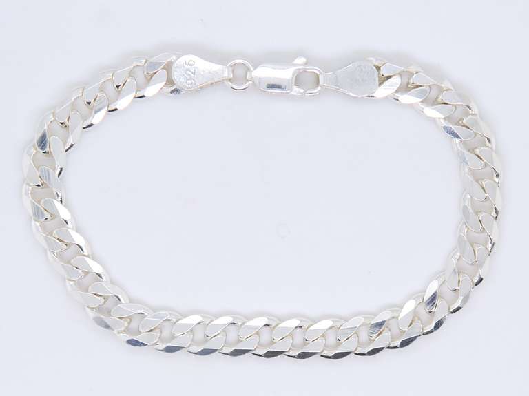 925 Sterling Silver Flat Curb Link Bracelet