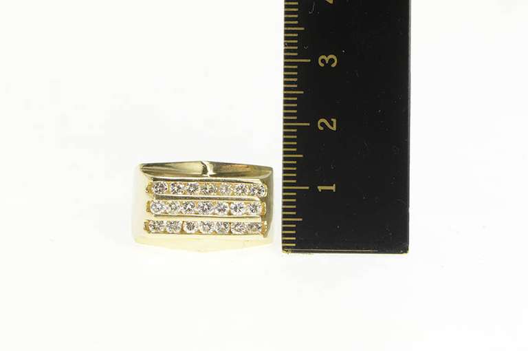 14K Yellow Gold 1.00 Ctw Squared Tiered Diamond Channel Ring
