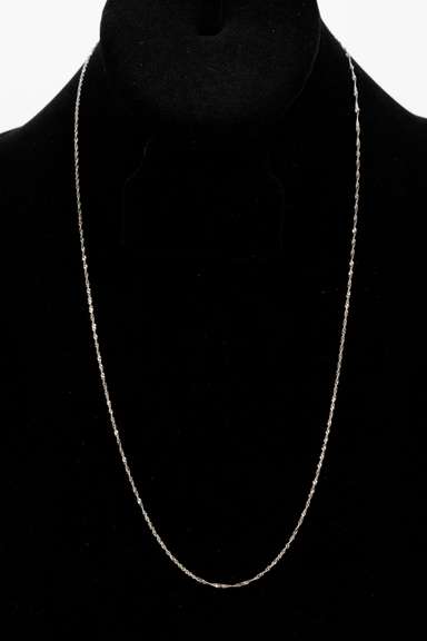 14k White Gold Solid Singapore Chain Rope Twisted Curb Link 1.4mm Necklace 22"