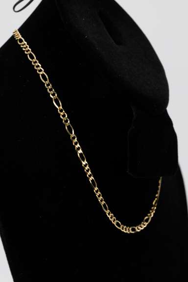 14k Yellow Gold Solid Figaro Link Chain 3.3mm Necklace 16"