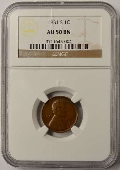 1931-S Key Date Lincoln Wheat Cent NGC AU50 BN