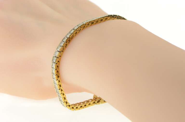 10K Yellow Gold 3.00 Ctw Diamond Squared Classic Tennis Bracelet