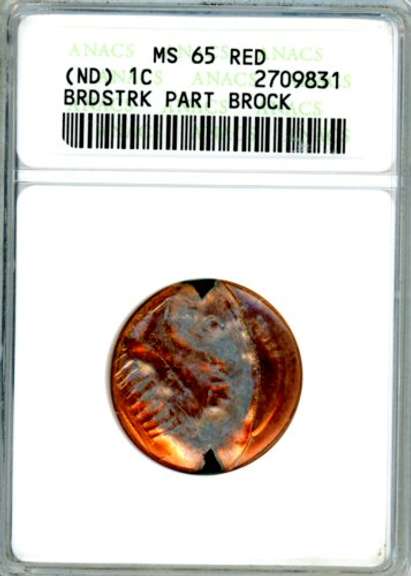 No Date Lincoln Memorial Error Cent in ANACS MS65RED
