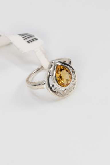 Sterling Silver Natural Citrine Gemstone Ring Size 7