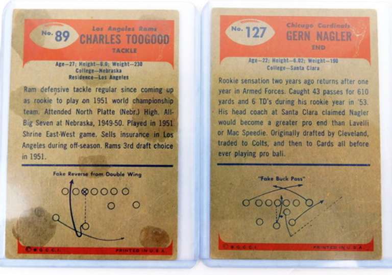 2 Bowman 1955 Football Cards